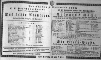 Theaterzettel (Oper und Burgtheater in Wien) 18391108 Seite: 1