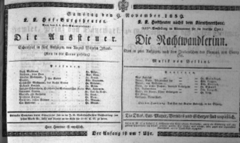 Theaterzettel (Oper und Burgtheater in Wien) 18391109 Seite: 1