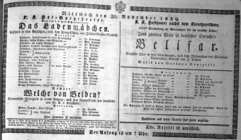 Theaterzettel (Oper und Burgtheater in Wien) 18391120 Seite: 1