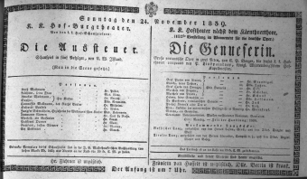 Theaterzettel (Oper und Burgtheater in Wien) 18391124 Seite: 1