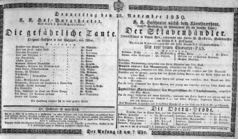 Theaterzettel (Oper und Burgtheater in Wien) 18391128 Seite: 1