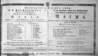 Theaterzettel (Oper und Burgtheater in Wien) 18391201 Seite: 1