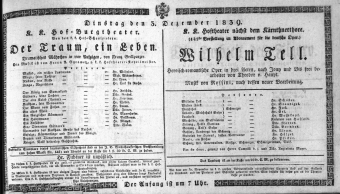 Theaterzettel (Oper und Burgtheater in Wien) 18391203 Seite: 1