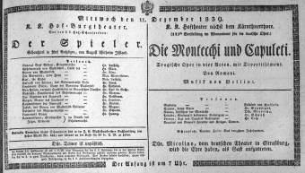 Theaterzettel (Oper und Burgtheater in Wien) 18391211 Seite: 1