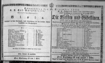 Theaterzettel (Oper und Burgtheater in Wien) 18391226 Seite: 1