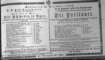 Theaterzettel (Oper und Burgtheater in Wien) 18391230 Seite: 1