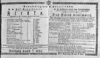 Theaterzettel (Oper und Burgtheater in Wien) 18400109 Seite: 1