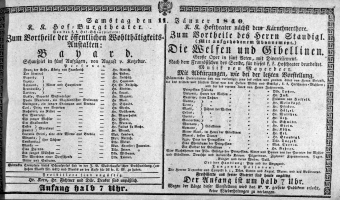 Theaterzettel (Oper und Burgtheater in Wien) 18400111 Seite: 1