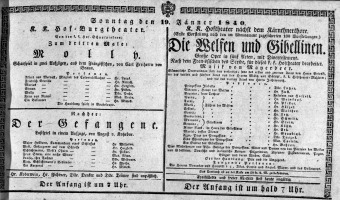 Theaterzettel (Oper und Burgtheater in Wien) 18400119 Seite: 1