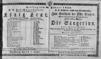 Theaterzettel (Oper und Burgtheater in Wien) 18400124 Seite: 1