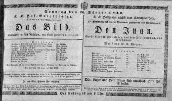 Theaterzettel (Oper und Burgtheater in Wien) 18400126 Seite: 1
