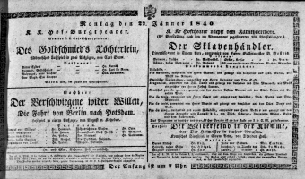 Theaterzettel (Oper und Burgtheater in Wien) 18400127 Seite: 1