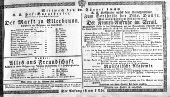 Theaterzettel (Oper und Burgtheater in Wien) 18400129 Seite: 1