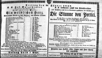 Theaterzettel (Oper und Burgtheater in Wien) 18400131 Seite: 1