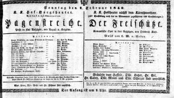 Theaterzettel (Oper und Burgtheater in Wien) 18400202 Seite: 1