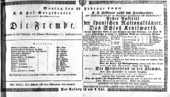 Theaterzettel (Oper und Burgtheater in Wien) 18400217 Seite: 1