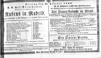 Theaterzettel (Oper und Burgtheater in Wien) 18400221 Seite: 1