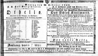 Theaterzettel (Oper und Burgtheater in Wien) 18400224 Seite: 1