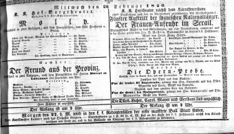 Theaterzettel (Oper und Burgtheater in Wien) 18400226 Seite: 1