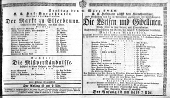 Theaterzettel (Oper und Burgtheater in Wien) 18400306 Seite: 1