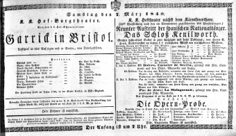 Theaterzettel (Oper und Burgtheater in Wien) 18400307 Seite: 1