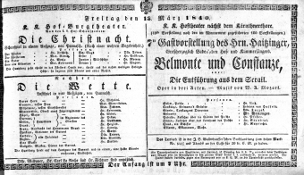 Theaterzettel (Oper und Burgtheater in Wien) 18400313 Seite: 1