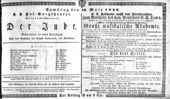 Theaterzettel (Oper und Burgtheater in Wien) 18400314 Seite: 1