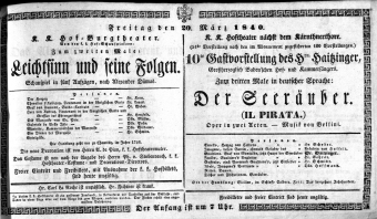 Theaterzettel (Oper und Burgtheater in Wien) 18400320 Seite: 1