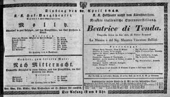 Theaterzettel (Oper und Burgtheater in Wien) 18400421 Seite: 1