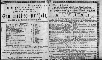 Theaterzettel (Oper und Burgtheater in Wien) 18400503 Seite: 1