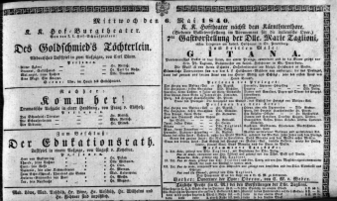 Theaterzettel (Oper und Burgtheater in Wien) 18400506 Seite: 1