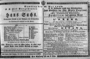 Theaterzettel (Oper und Burgtheater in Wien) 18400516 Seite: 1