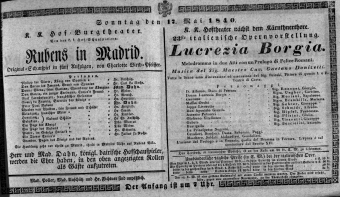 Theaterzettel (Oper und Burgtheater in Wien) 18400517 Seite: 1