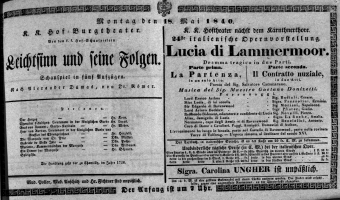 Theaterzettel (Oper und Burgtheater in Wien) 18400518 Seite: 1