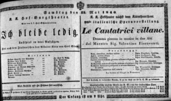 Theaterzettel (Oper und Burgtheater in Wien) 18400523 Seite: 1