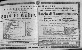 Theaterzettel (Oper und Burgtheater in Wien) 18400524 Seite: 1