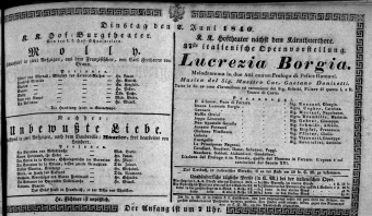 Theaterzettel (Oper und Burgtheater in Wien) 18400602 Seite: 1