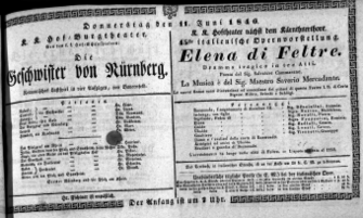 Theaterzettel (Oper und Burgtheater in Wien) 18400611 Seite: 1