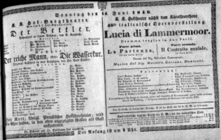 Theaterzettel (Oper und Burgtheater in Wien) 18400614 Seite: 1