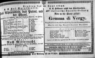Theaterzettel (Oper und Burgtheater in Wien) 18400616 Seite: 1
