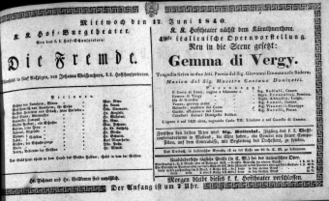 Theaterzettel (Oper und Burgtheater in Wien) 18400617 Seite: 1