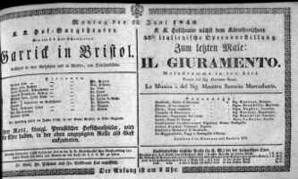 Theaterzettel (Oper und Burgtheater in Wien) 18400622 Seite: 1