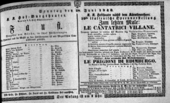 Theaterzettel (Oper und Burgtheater in Wien) 18400628 Seite: 1