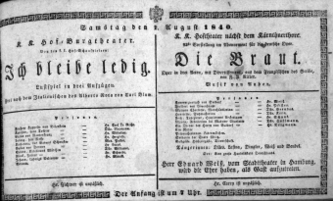 Theaterzettel (Oper und Burgtheater in Wien) 18400801 Seite: 1