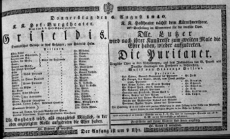 Theaterzettel (Oper und Burgtheater in Wien) 18400806 Seite: 1