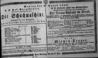 Theaterzettel (Oper und Burgtheater in Wien) 18400810 Seite: 1