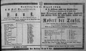 Theaterzettel (Oper und Burgtheater in Wien) 18400815 Seite: 1