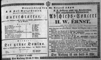Theaterzettel (Oper und Burgtheater in Wien) 18400820 Seite: 1