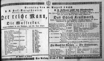 Theaterzettel (Oper und Burgtheater in Wien) 18400823 Seite: 1