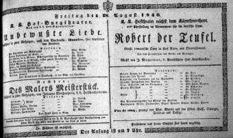 Theaterzettel (Oper und Burgtheater in Wien) 18400828 Seite: 1